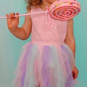 Cotton Candy toddler dress pink sequins tulle 2T